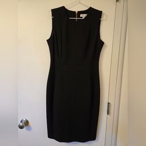 EUC Calvin Klein Black Sleeveless Dress With Gold Exposed Back Zipper